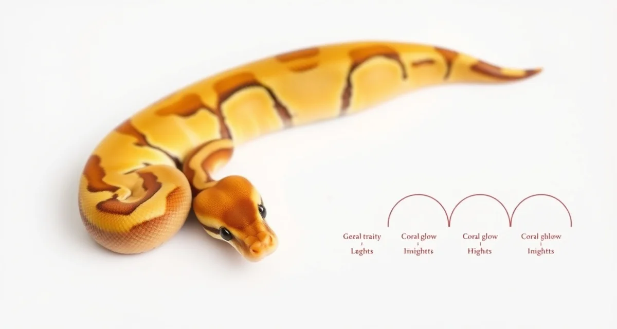 Sex-linked genetic inheritance in banana and coral glow morphs Ball python banana morph displaying sex-linked genetic traits with coral glow coloration pattern inheritance chart