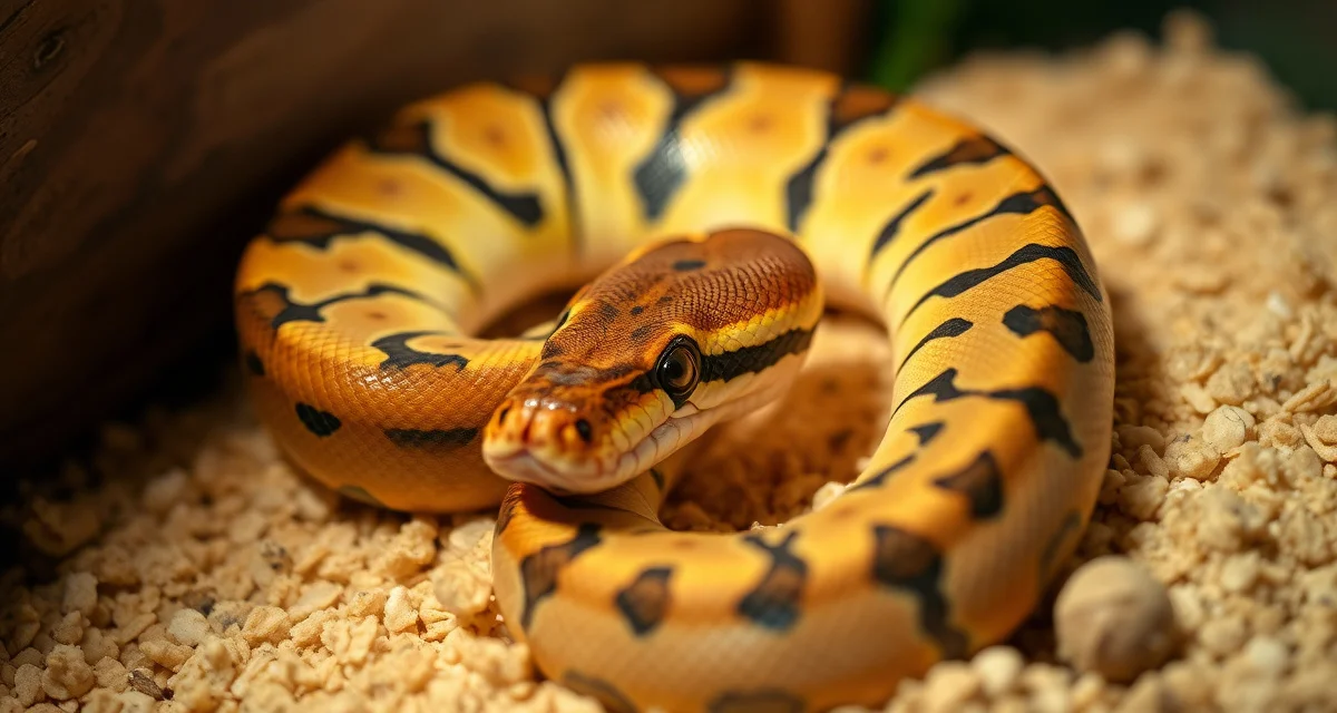 Properly conditioned ball python ready for breeding Healthy conditioned ball python breeder showing optimal body weight and muscle tone for successful breeding season preparation.