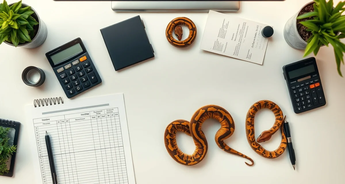 Ball Python Breeding Business Financial Planning Ball python breeding business startup costs and financial planning guide with organized workspace and breeding documentation