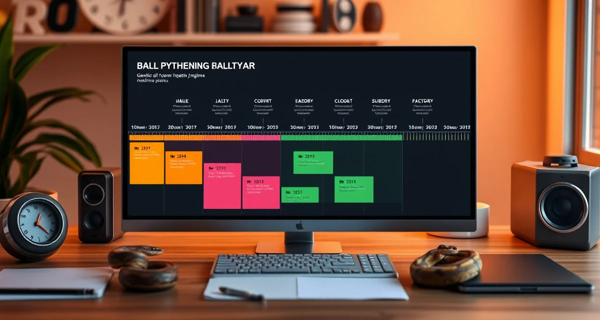 Genetic roadmap planning tool for reptile breeding projects Ball python breeding project planner showing multi-year genetic roadmap with paired animals and seasonal breeding timeline visualization.
