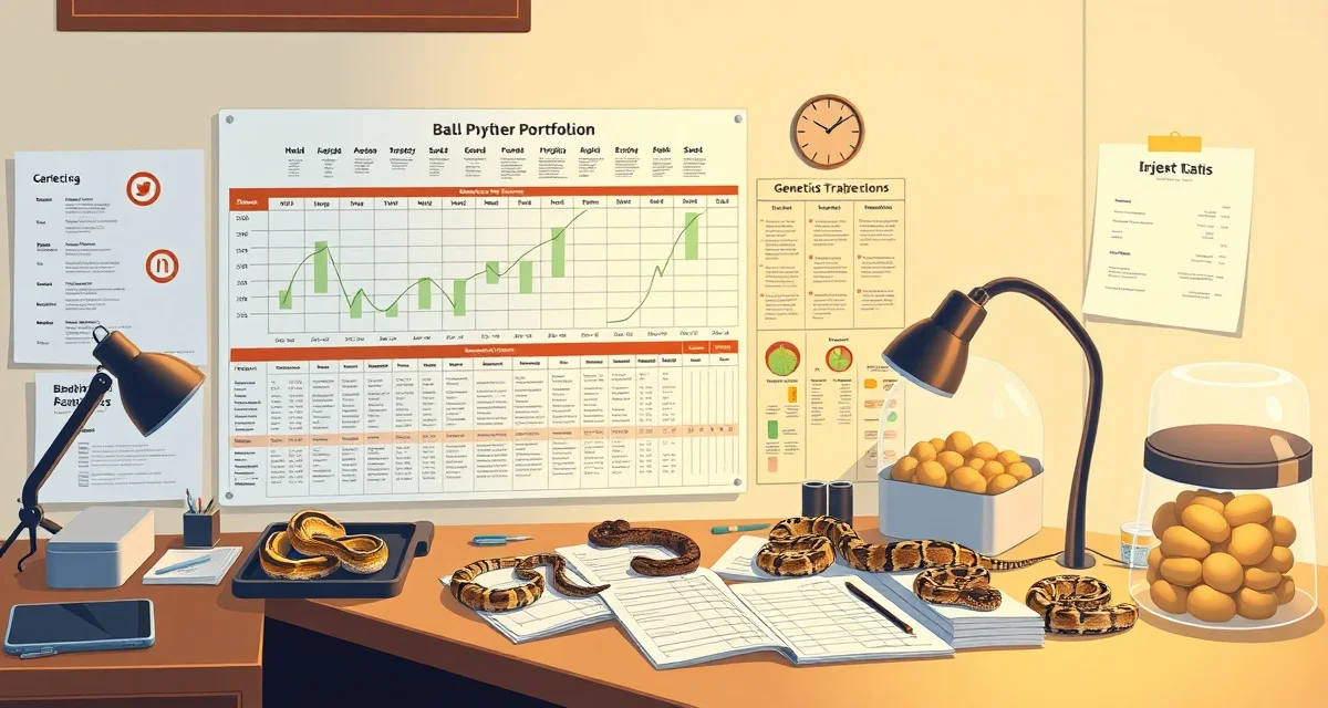 Multi-year ball python breeding project portfolio management Ball python breeding project portfolio planning chart showing multi-year genetic project timeline and ROI calculations for breeder success.