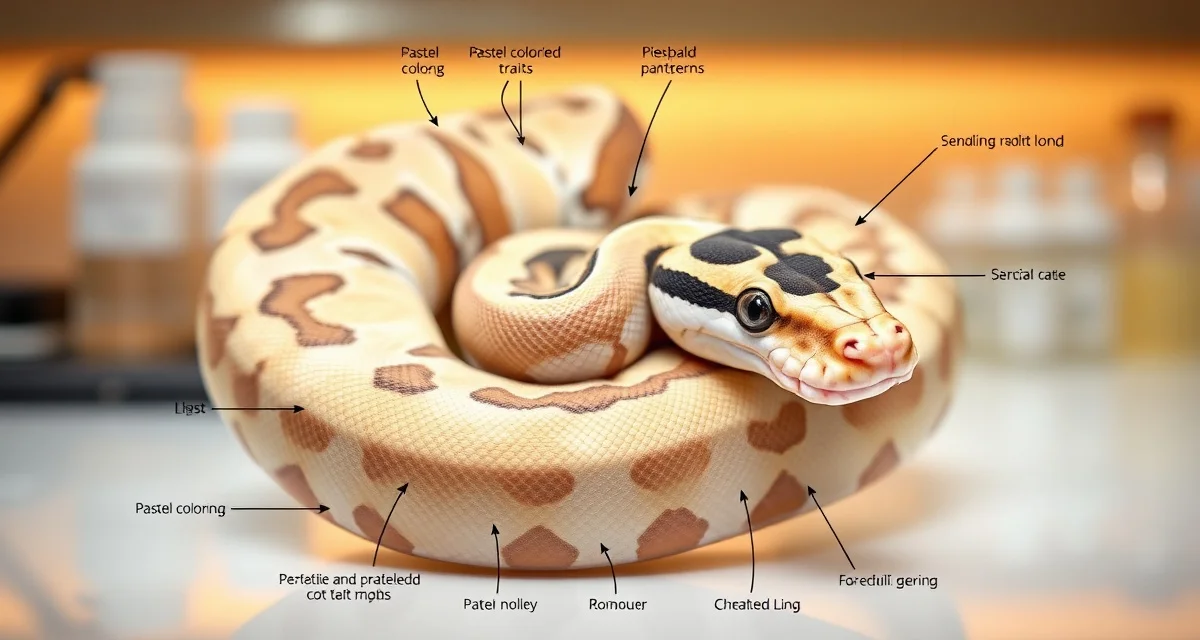 Understanding ball python combo morphs Ball python combo morph displaying multiple genetic traits including pastel and piebald patterns for breeding documentation
