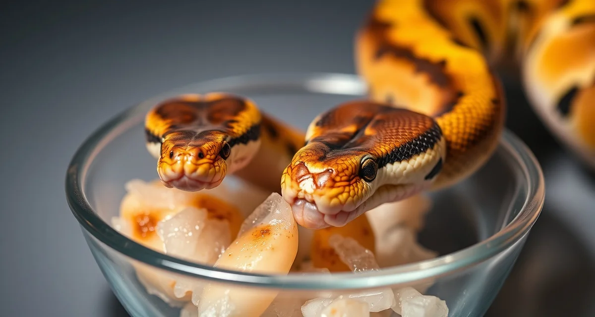 Optimal prey switching technique for ball pythons Ball python feeding on frozen-thawed prey using proper feeding technique for diet conversion management