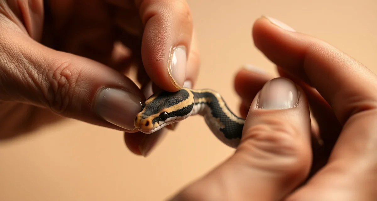 Accurate ball python hatchling sex determination methods Ball python hatchling sexing examination showing proper probing and popping technique for accurate sex determination