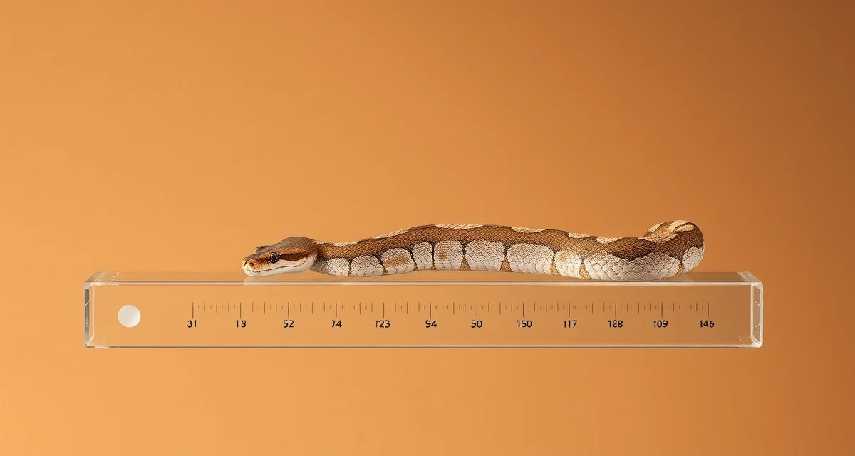 Ball Python Growth Measurement and Development Juvenile ball python on digital scale for growth tracking and measurement during breeding development stages