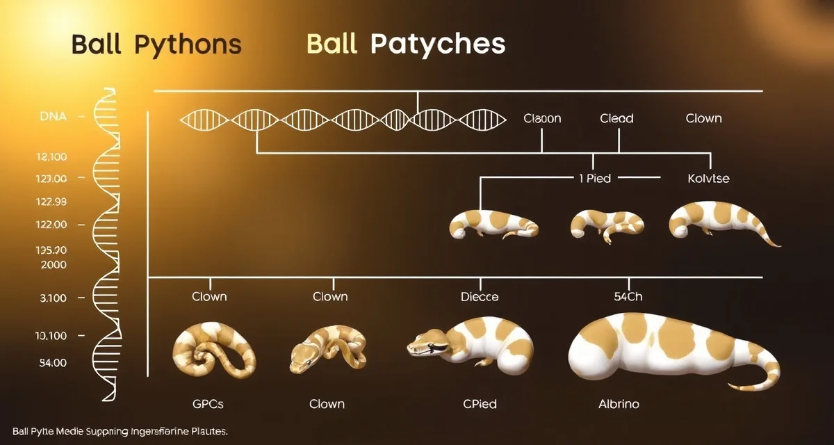 Recessive morph genetics visual guide Ball python recessive morph genetics diagram showing inheritance patterns for Clown, Pied, and Albino genes requiring two copies for visual expression.