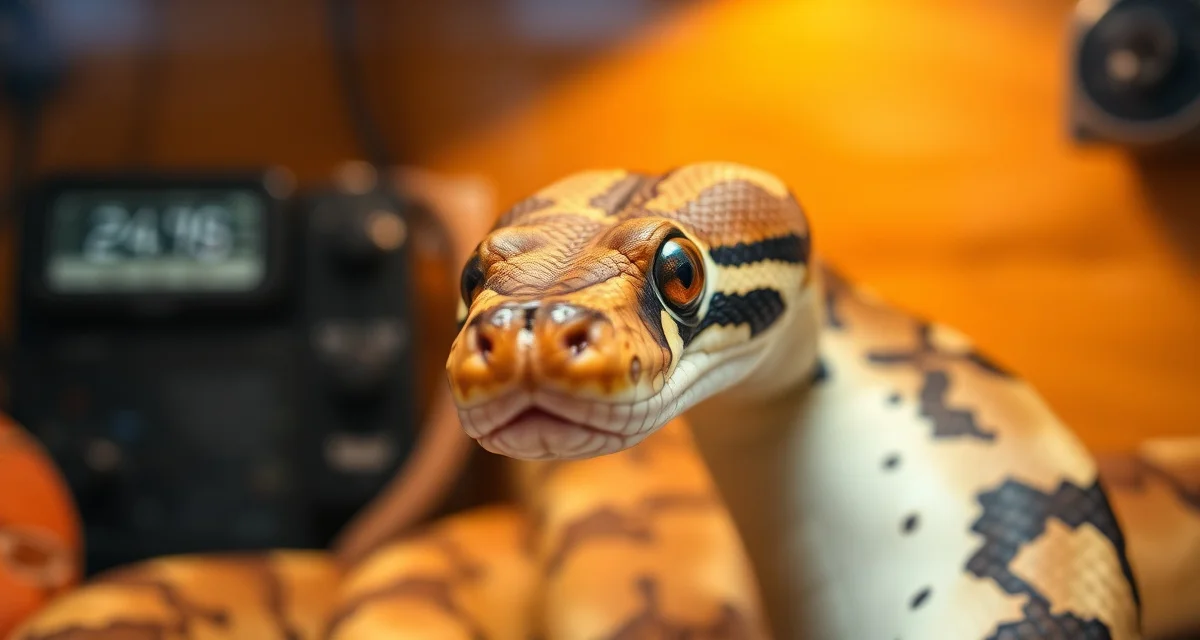 Veterinary care for ball python respiratory health Ball python respiratory infection prevention: healthy snake with veterinary stethoscope for early detection and treatment monitoring.