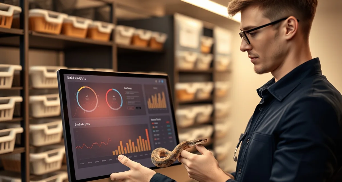 Effective ball python sales conversion management Ball python breeder managing waitlist conversions using professional hatchery management software dashboard with organized inquiry tracking system