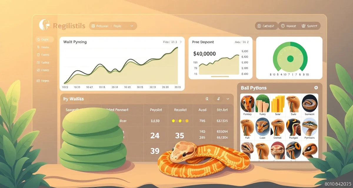 Reptile breeding waitlist pre-sales financial dashboard Ball python breeder waitlist revenue dashboard showing pre-season pre-sales strategy generating $40K in deposits before breeding season starts