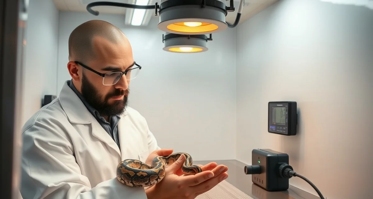 Winter breeding season temperature control for ball pythons Ball python winter breeding season husbandry setup showing proper thermal environment and humidity management for cold weather breeding