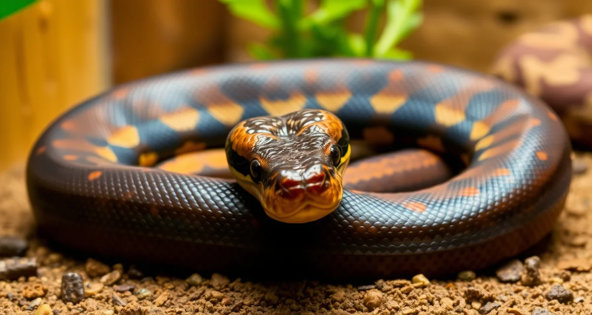 Blood python species health and care reference Healthy blood python displaying proper body condition, demonstrating correct husbandry standards to prevent common health issues.