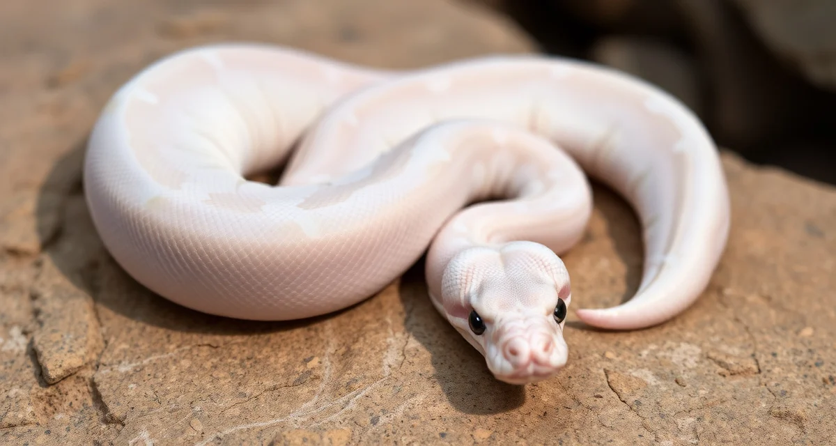 Desert Ghost morph ball python breeding guide visual reference Desert Ghost ball python morph displaying characteristic pale coloration and pattern, used in recessive trait breeding projects.