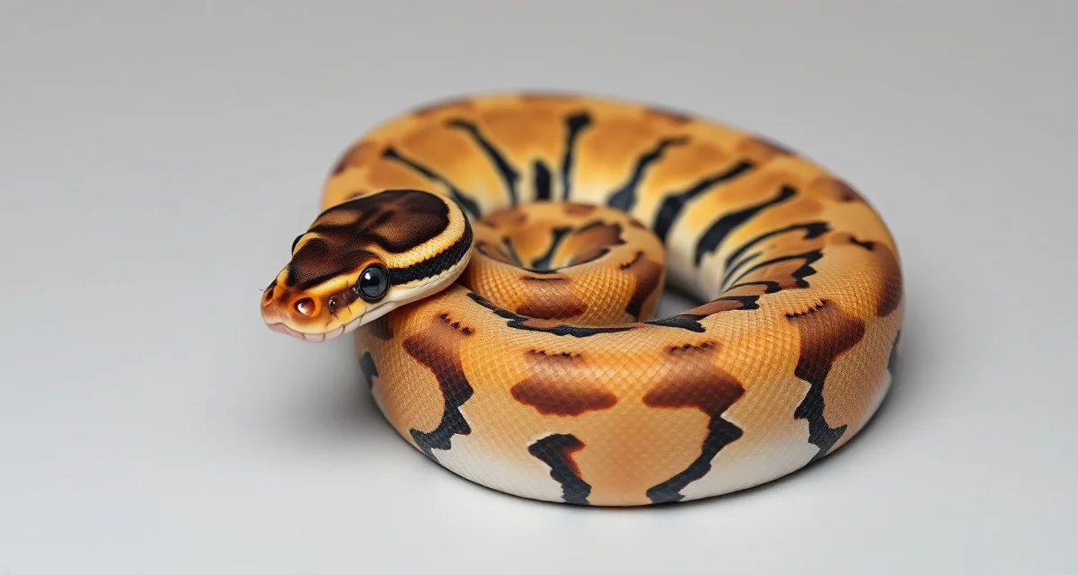 Enchi Pied ball python morph characteristics Enchi Pied ball python displaying characteristic alien head pattern and vibrant colored sections created by enchi gene combination with pied pattern