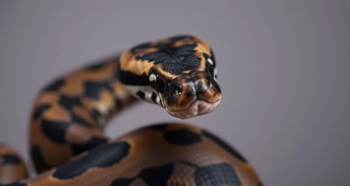 GHI clown ball python breeding guide visual GHI clown ball python showing distinctive black patterning, deep contrast, and alien head pattern characteristic of this high-value breeding morph