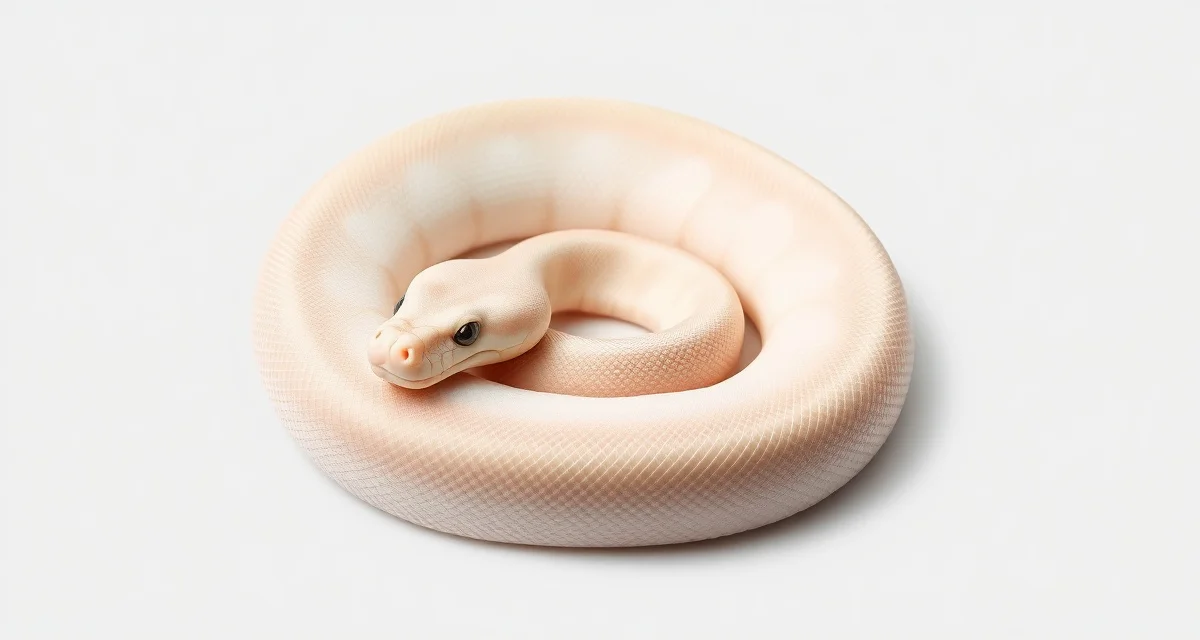 Ghost morph ball python specimen for breeding documentation Ghost ball python displaying characteristic pale hypomelanistic coloration used in breeding pair genetics calculations.