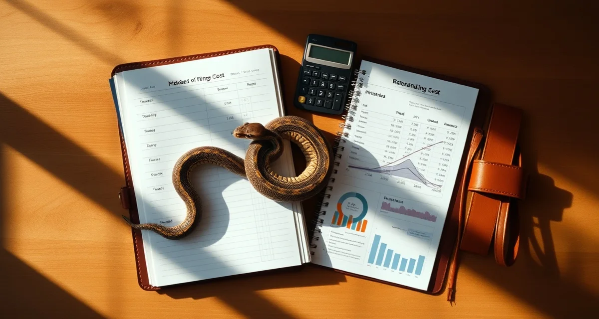 Financial tracking system for kingsnake breeding programs Kingsnake financial tracking ledger with breeding cost analysis charts and calculator for reptile breeder profitability management