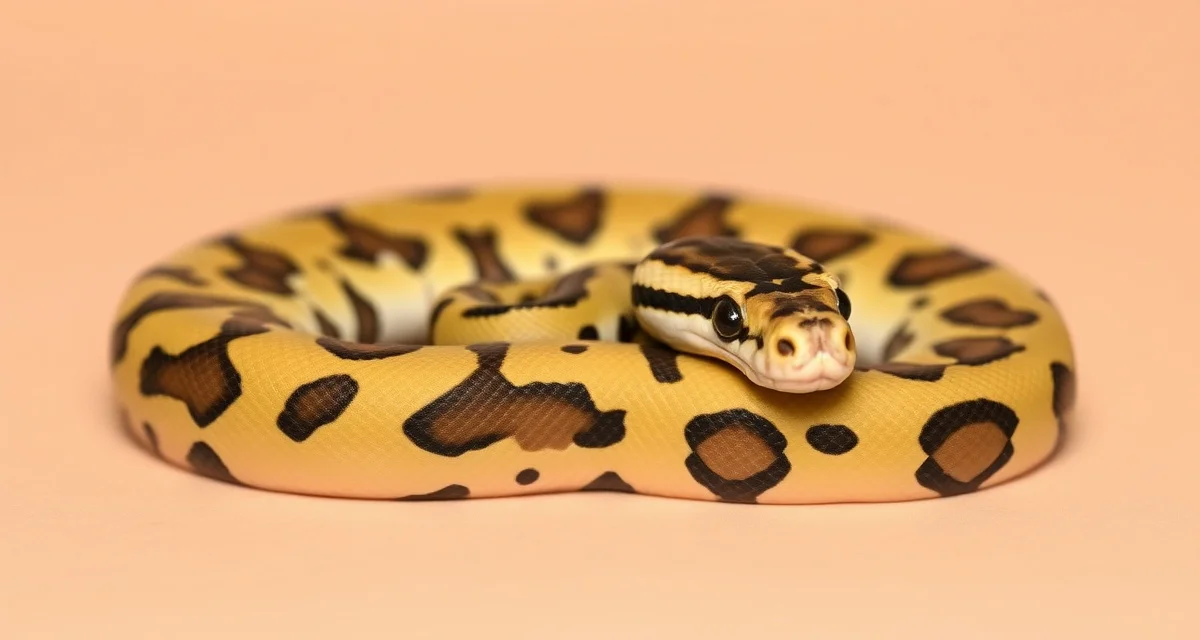 Leopard morph ball python genetic traits Leopard ball python morph displaying characteristic spotted pattern and reduced alien-head markings with yellow and black coloration