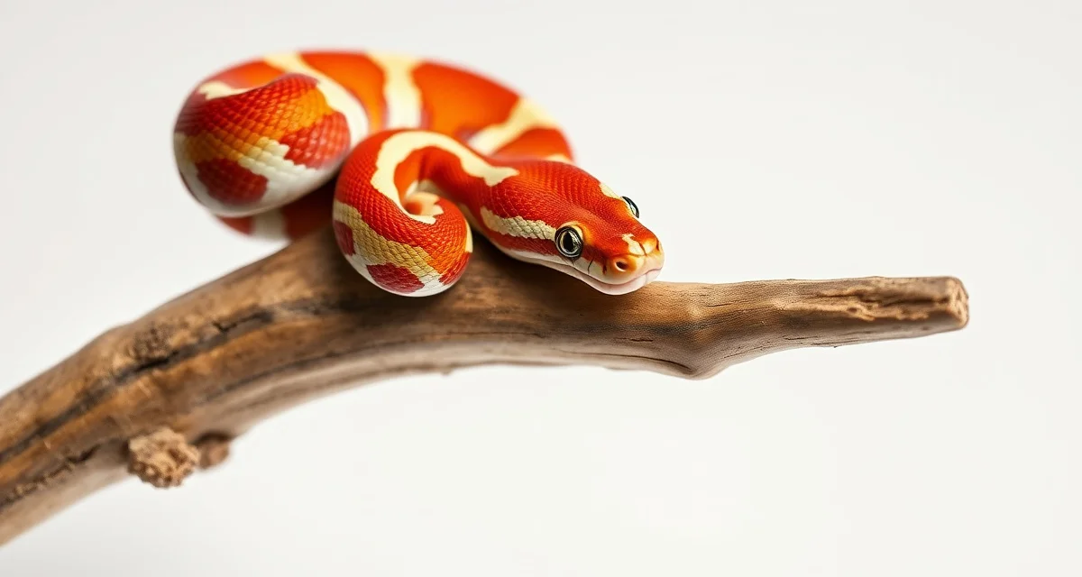Milk snake color morph for breeding genetics reference Red and white banded milk snake displaying typical morph coloration used in breeding genetics documentation