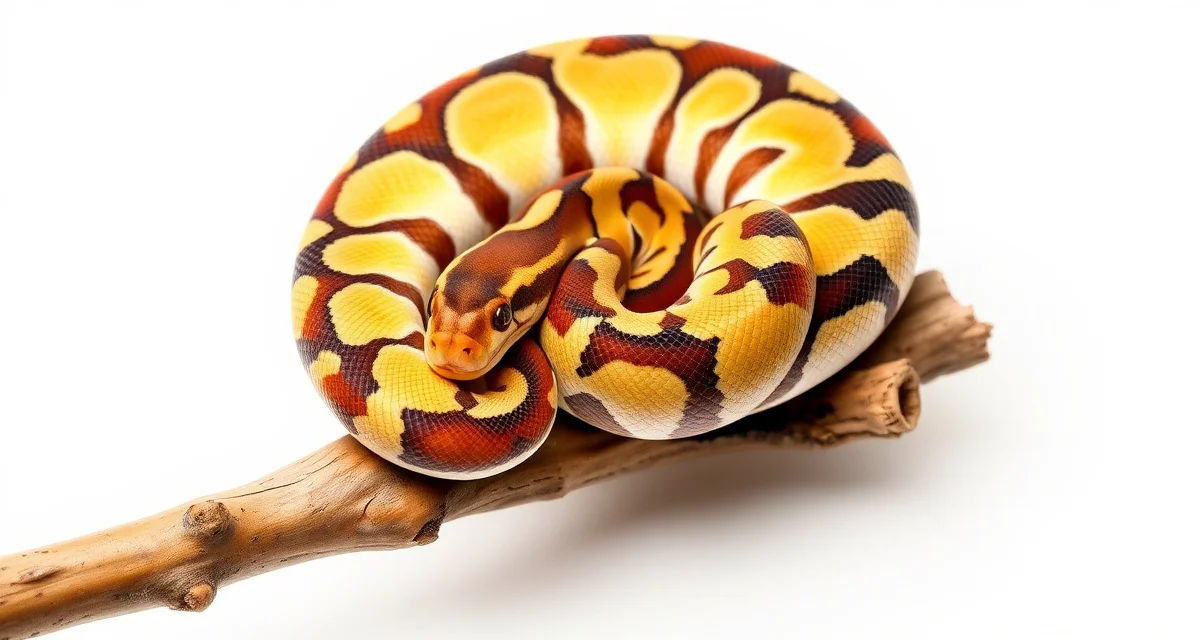 Valuable multi-morph ball python example Multi-gene ball python combining Banana, Clown, and Piebald morphs showing complex recessive and co-dominant trait expression