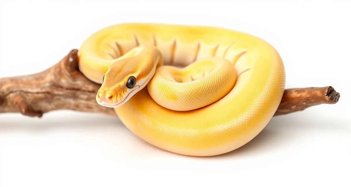 Premium pastel clown morph ball python specimen Pastel clown ball python displaying yellow base coloration and distinctive alien-head dorsal patterns from combined pastel and clown genetics