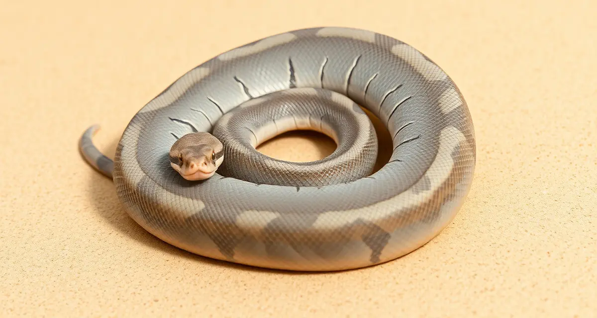 Pewter Ball Python Combo Morph Example Pewter ball python displaying the combo morph's characteristic silvery-gray coloration from Pastel and Cinnamon genetics
