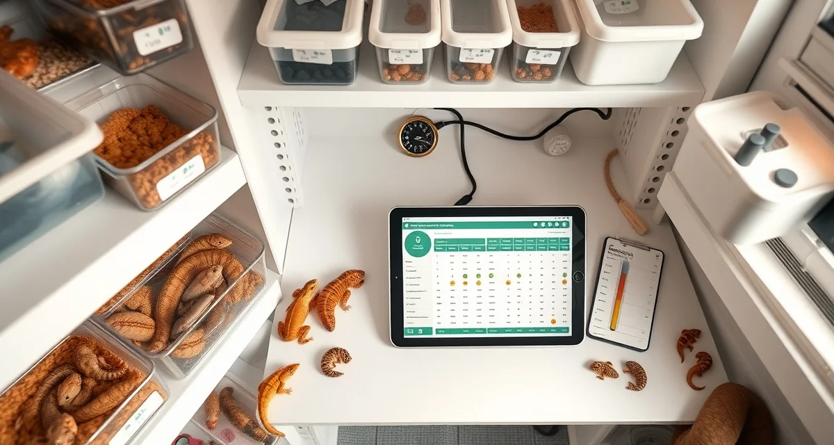 Professional python breeding inventory organization Organized hatchling inventory management system showing individual reticulated python hatchling records and tracking setup for breeding operations.