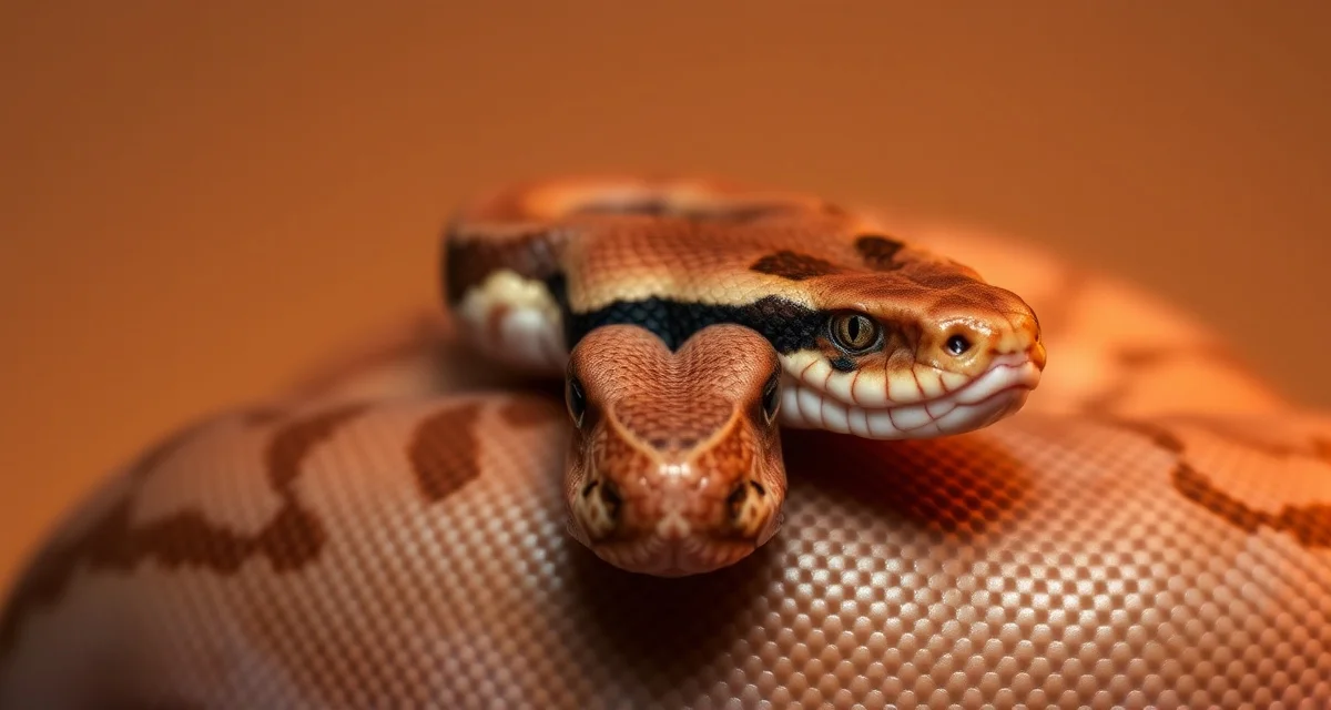 Scaleless Ball Python Structural Mutation Close-up of a scaleless ball python morph showing smooth skin texture and genetic mutation characteristics without scale coverage.