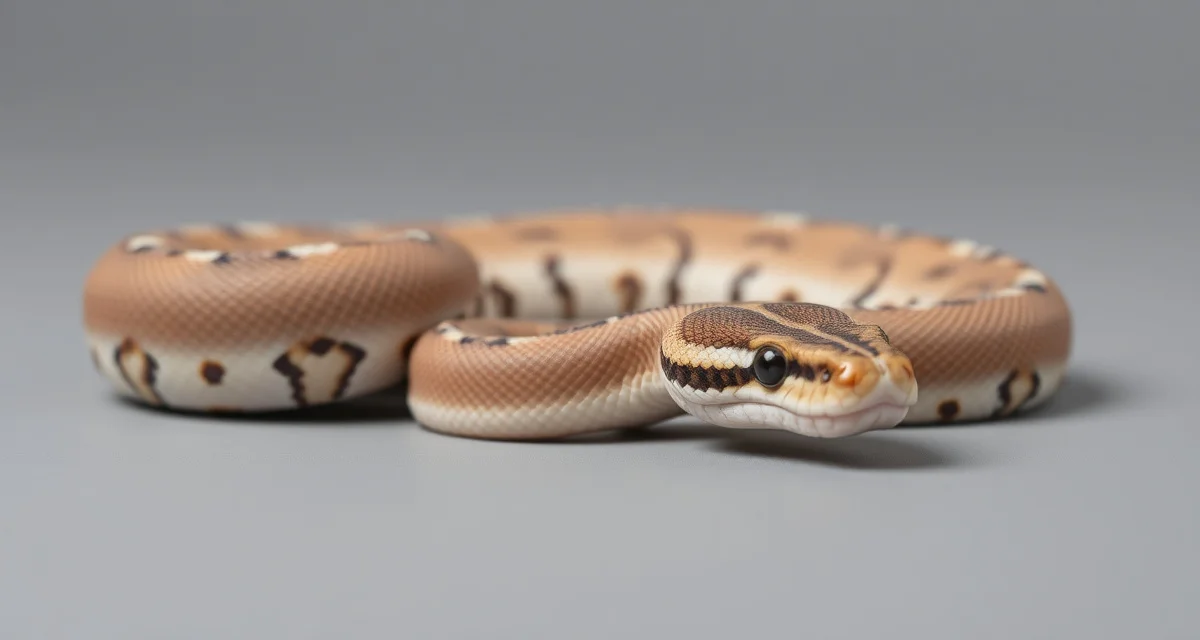 Ball Python Scaleless Morph Specimen Scaleless ball python morph displaying smooth skin texture characteristic of structural mutations in reptile breeding genetics and documentation.