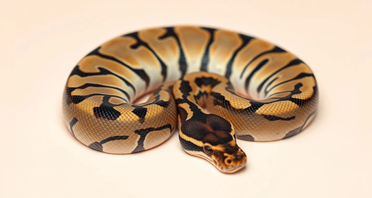 Spider morph ball python breeding considerations Ball python with spider morph pattern displaying characteristic high-contrast banded appearance and distinctive markings
