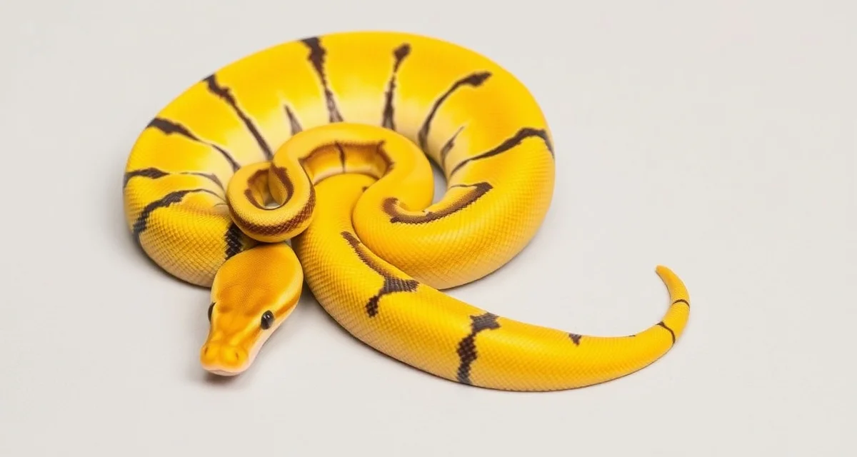Bumble Bee Spider Pastel ball python breeding guide visual Spider Pastel ball python morph displaying characteristic yellow coloring and pattern disruption from the Spider and Pastel genetics combination.