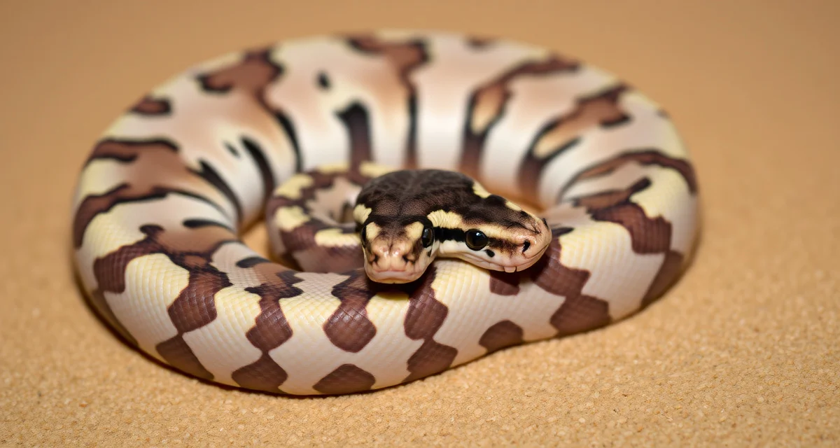 Spider pied morph combination in ball python Spider pied ball python displaying characteristic web-like pattern and white pied patches used in breeding projects
